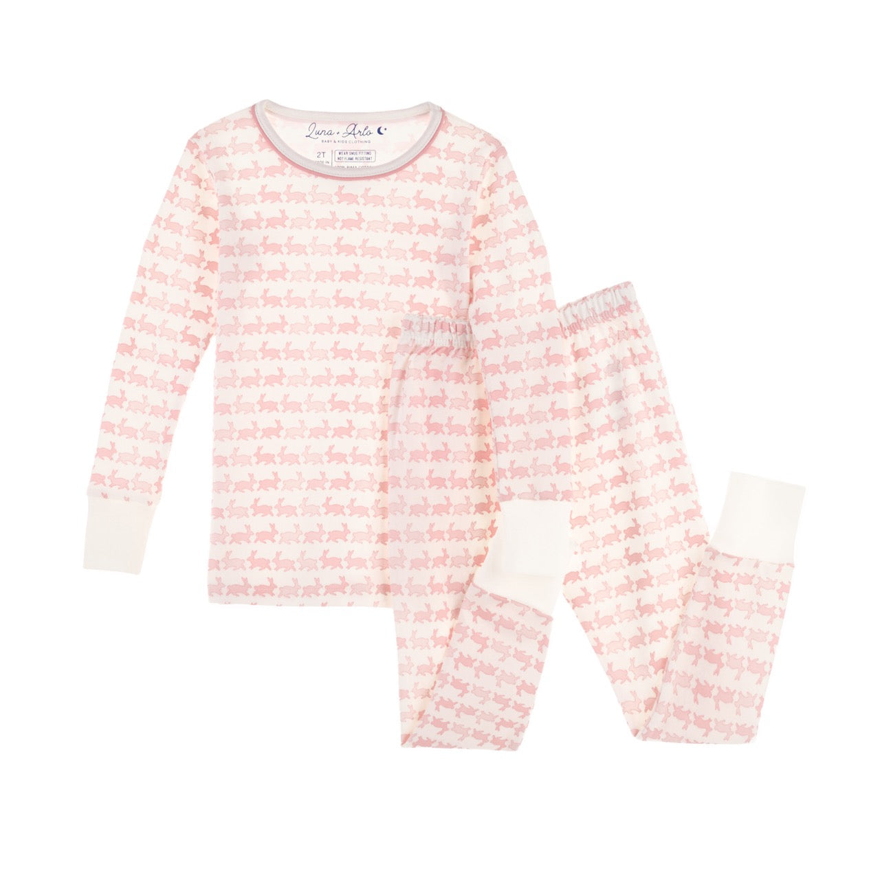 Bunny Hop Long Pajamas - Dusty Rose