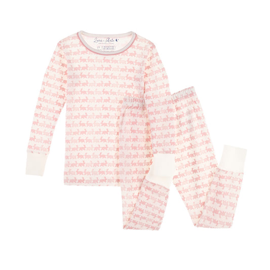 Bunny Hop Long Pajamas - Dusty Rose