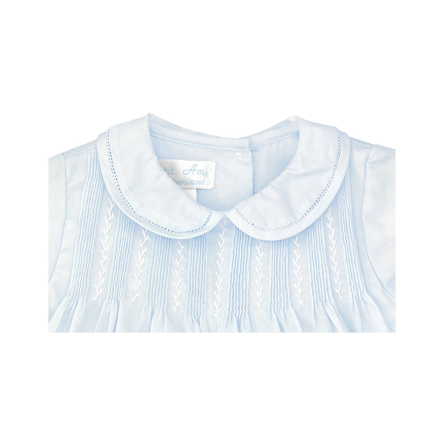 Blue Romper with Pintucks