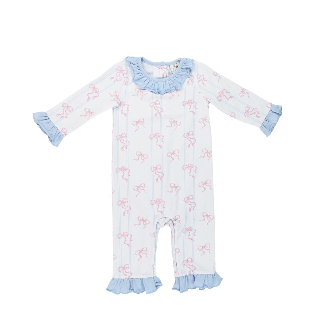 Bowtiful Girls Riley Romper with Ruffles