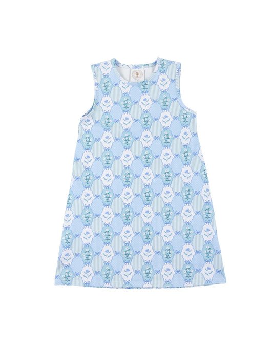 Floral Blues Sleeveless Susie Swing Dress