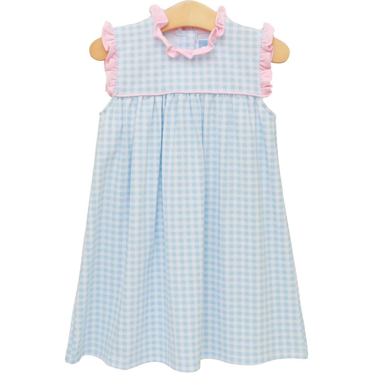 Meredith Dress- Light Blue Gingham/Light Pink