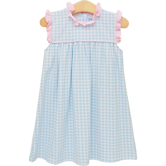 Meredith Dress- Light Blue Gingham/Light Pink