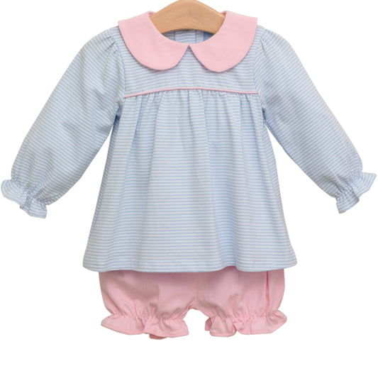 Katherine Bloomer Set- Light Blue Stripe/Light Pink