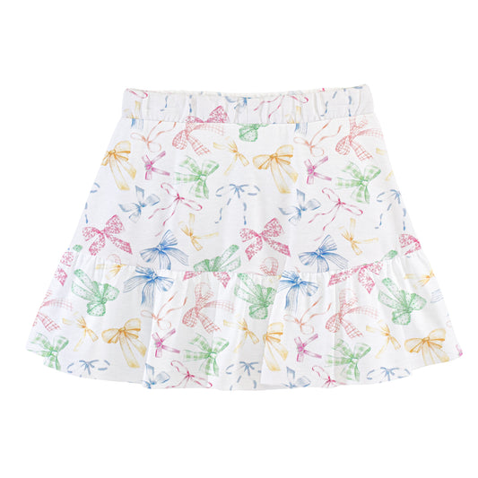 Confetti Bows Printed Ruffle Skort