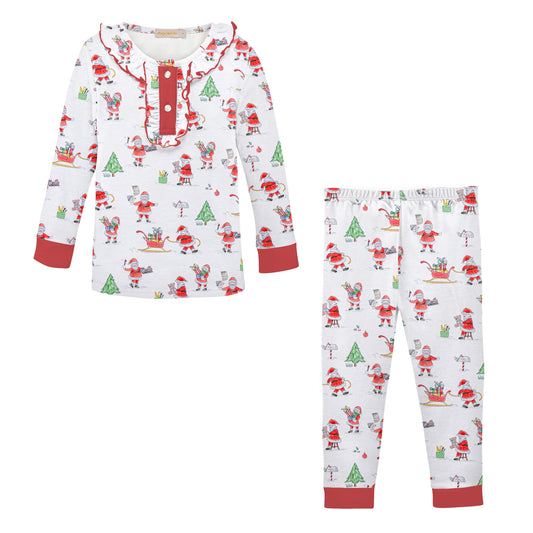 Santa's Workshop Ruffle Printed Kid Set