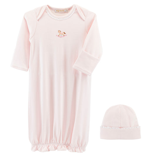 Cute Rocking Horse Pink Gown Set