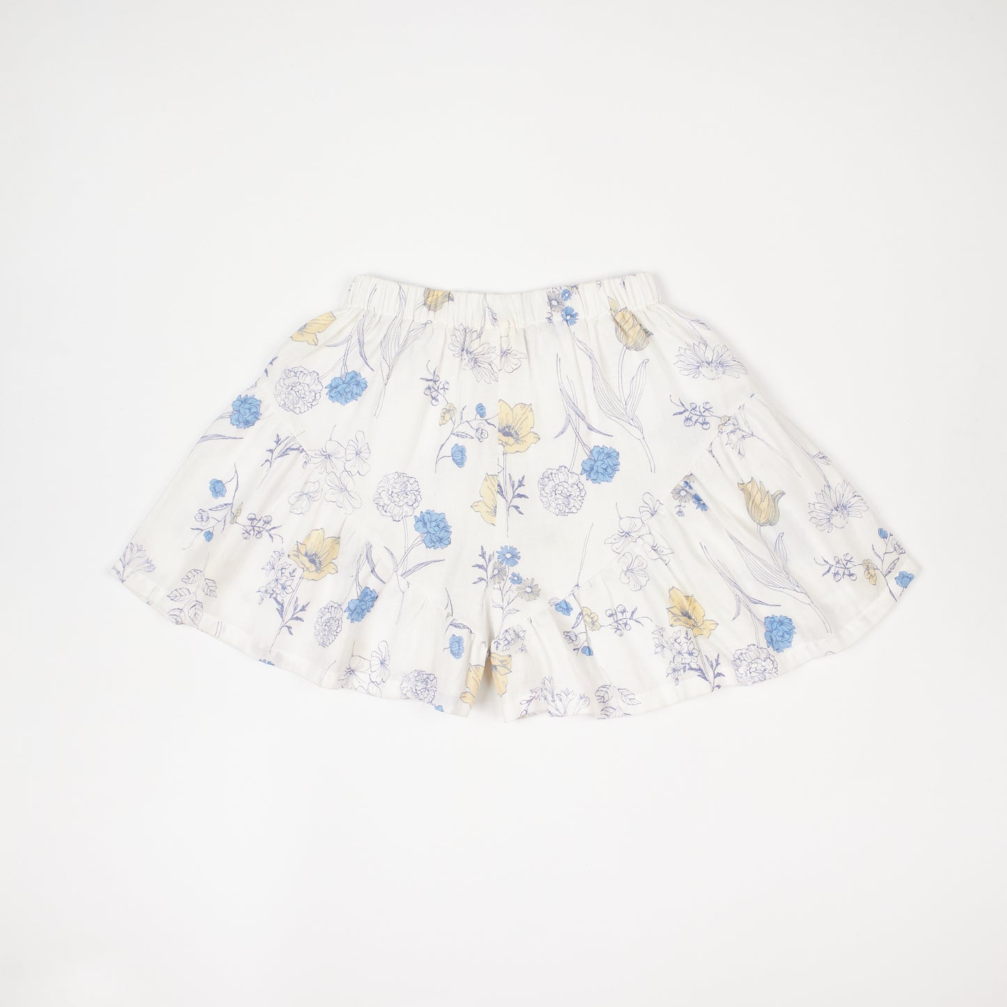 White and Blue Floral Shorts