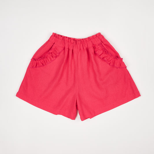 Red Linen Shorts