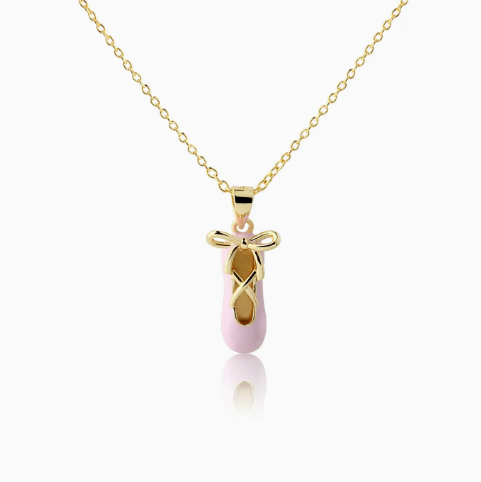 14K Gold Plated Pink Ballet Slipper Necklace