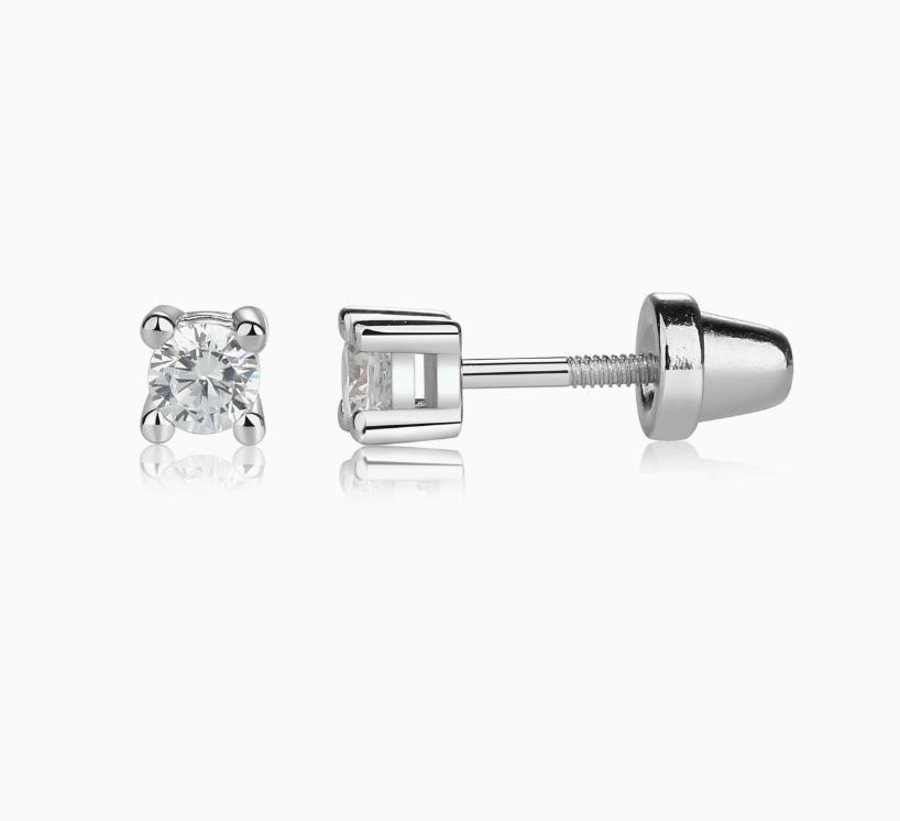 Sterling Silver Clear CZ Stud Earrings