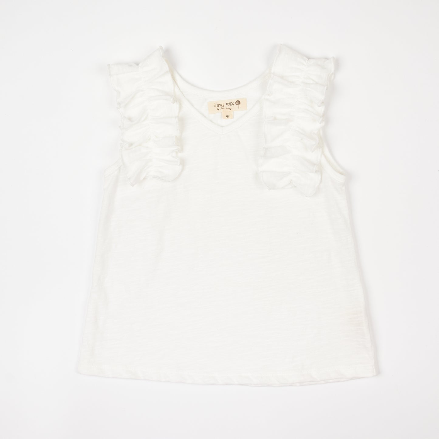 White Ruffle Shoulder Top
