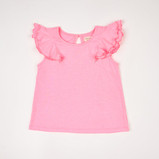 Pink Flutter Sleeve Top