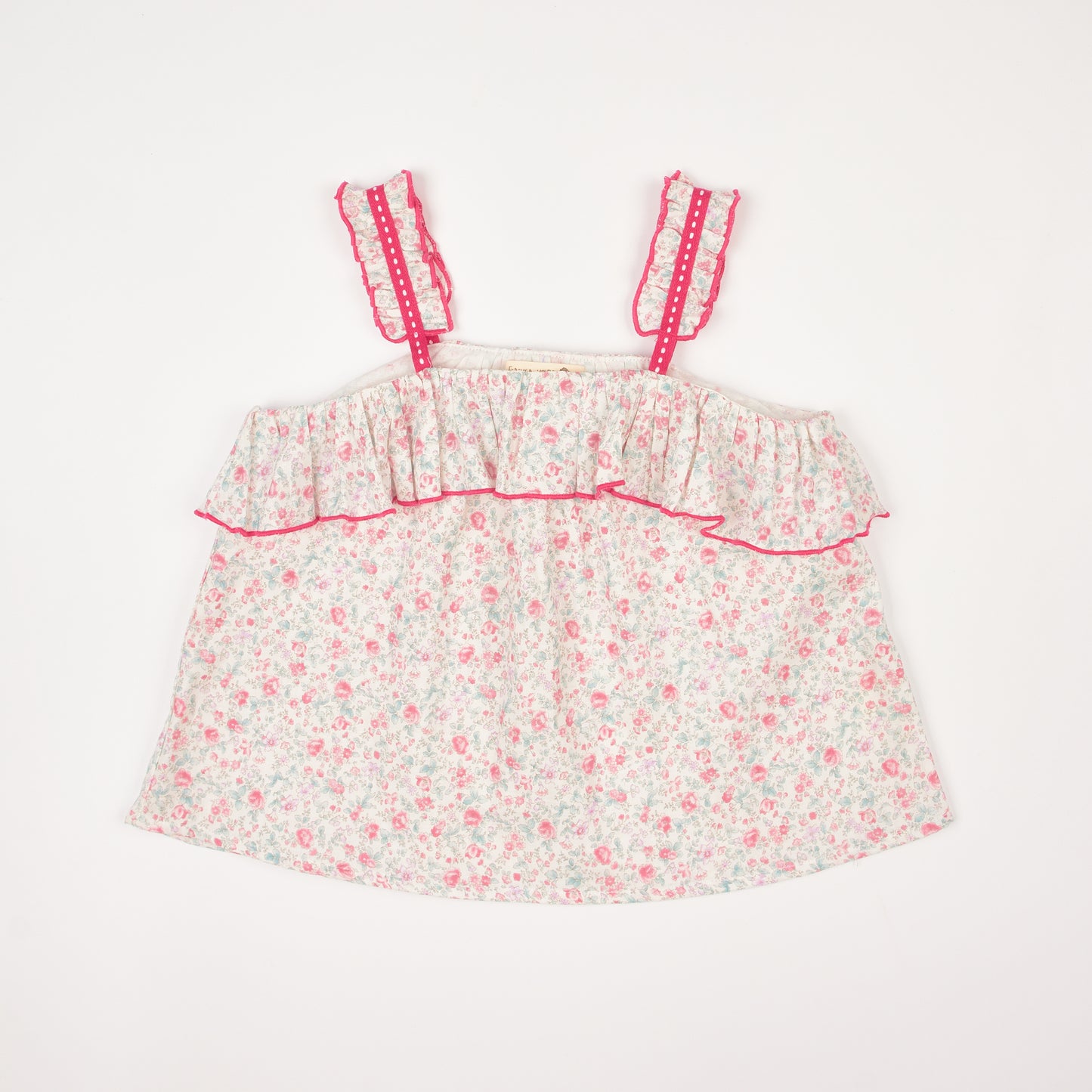 Red Floral Ruffle Top