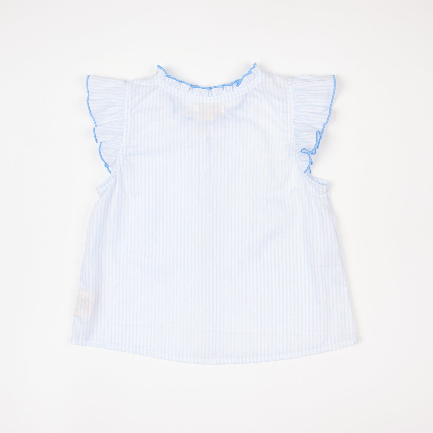 Light Blue Stripe Flutter Sleeve Top