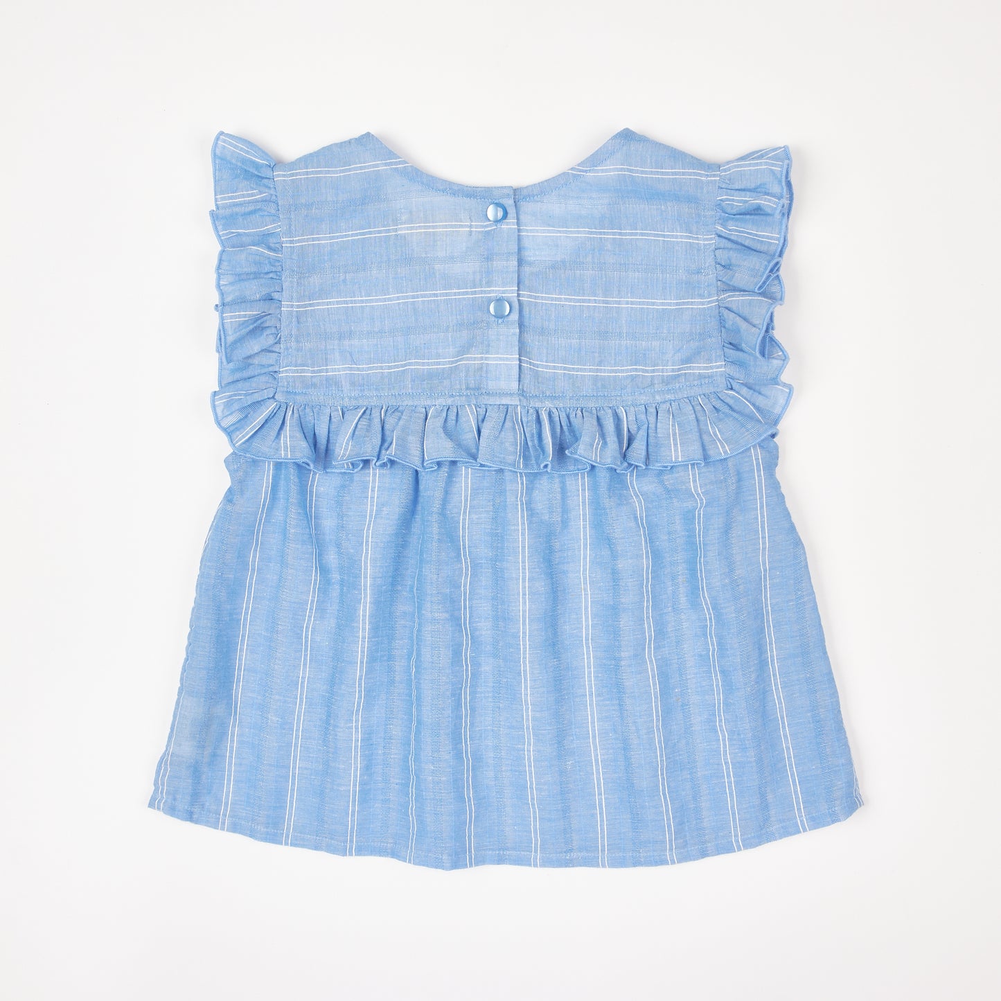 Blue Striped Ruffle Top