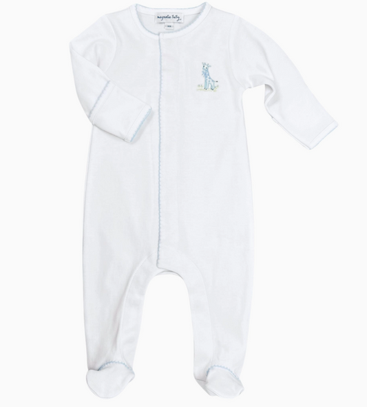 Vintage Giraffe Footie - Light Blue