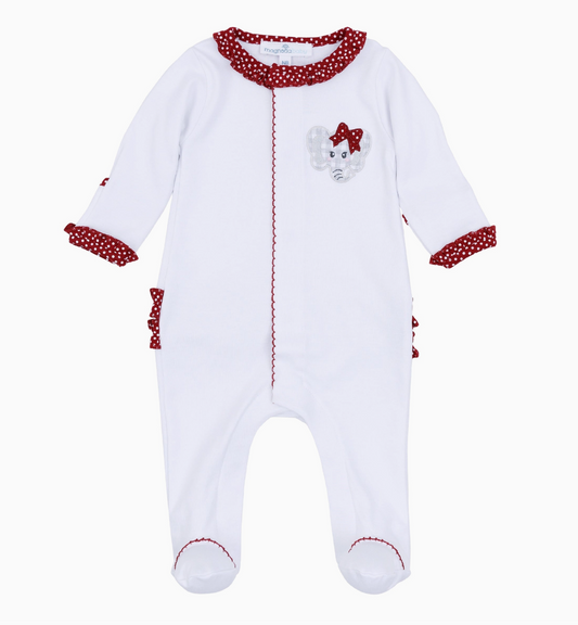 Crimson Cutie Applique Ruffle Footie