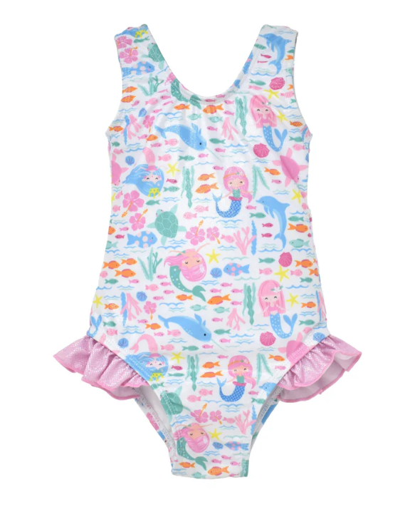 Delaney Hip Ruffle Swimsuit - Mermaid Friends
