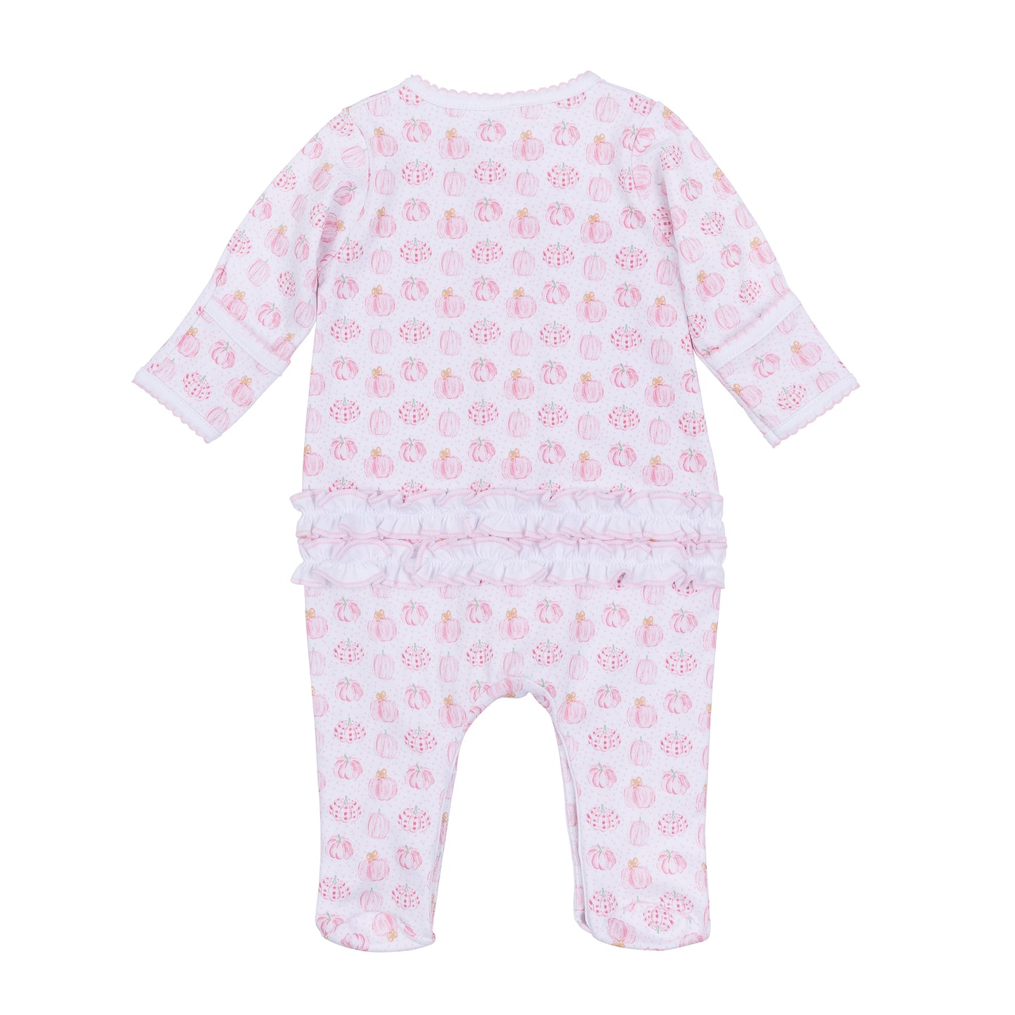 Precious Pumpkins Ruffle Printed Zipper Footie - Pink