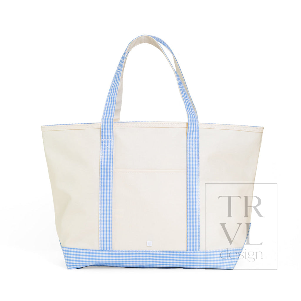 Maxi Tote - Coated Canvas Natural w/ Sky Trim