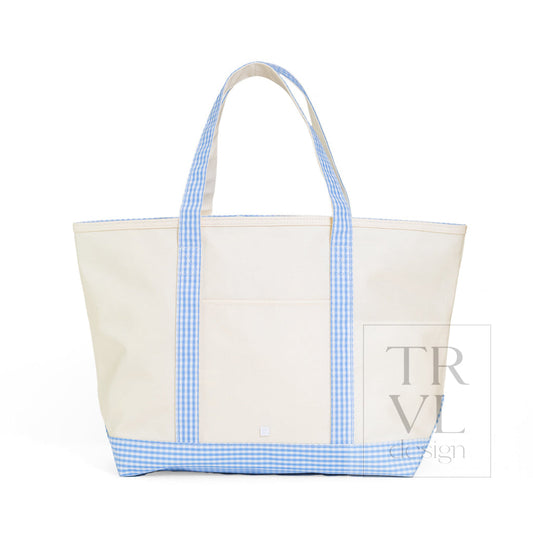 Maxi Tote - Coated Canvas Natural w/ Sky Trim