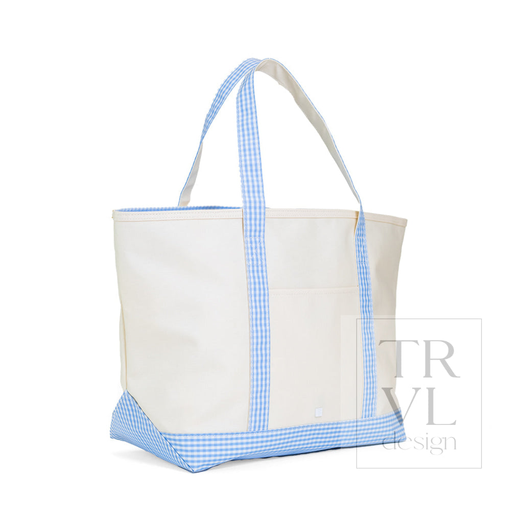 Maxi Tote - Coated Canvas Natural w/ Sky Trim