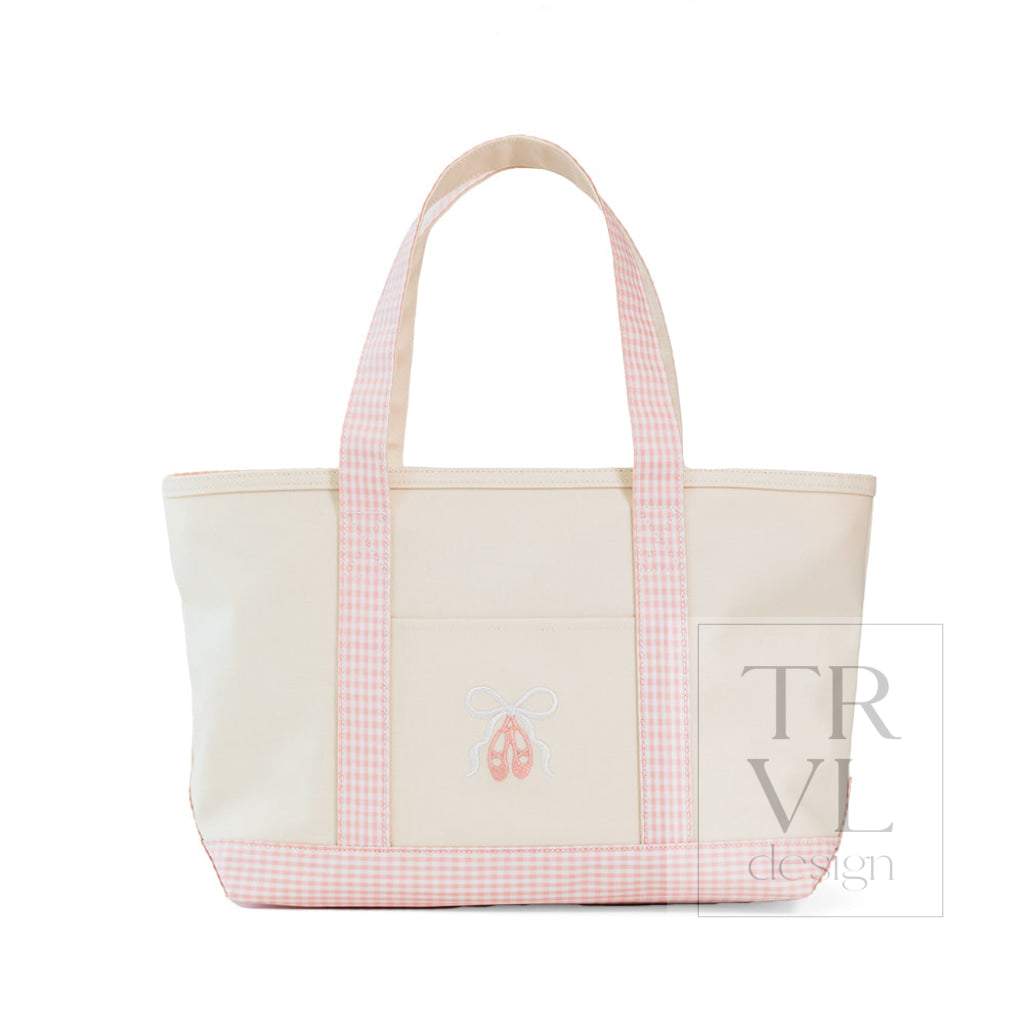 Medium Tote - Coated Canvas Natural w/ Ballet Taffy Trim