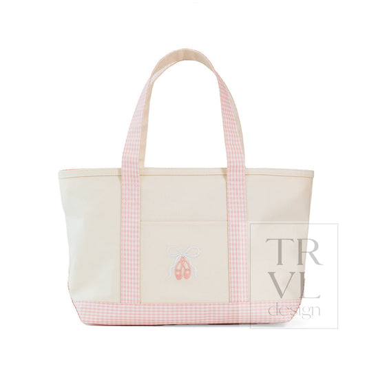 Medium Tote - Coated Canvas Natural w/ Ballet Taffy Trim
