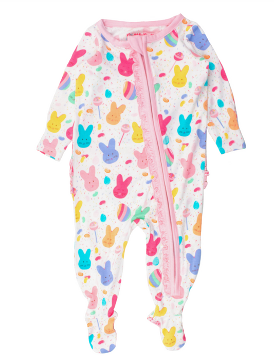 Ruffle One Piece Footie Pajamas - Sugar Rush