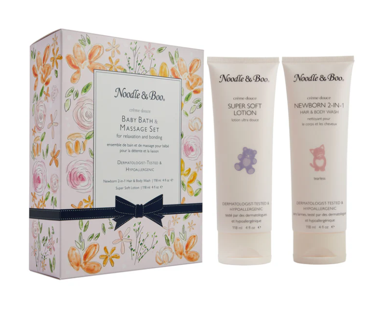 Baby Bath & Massage Set - Pink Flowers