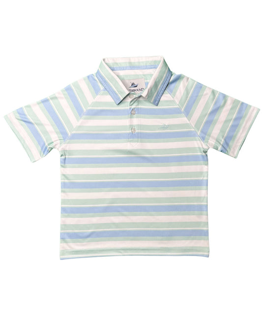Striped Polo - Blue Bell/Dusty Aqua