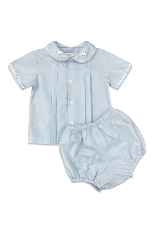 Boys Embroidered Pleat Bloomer Set