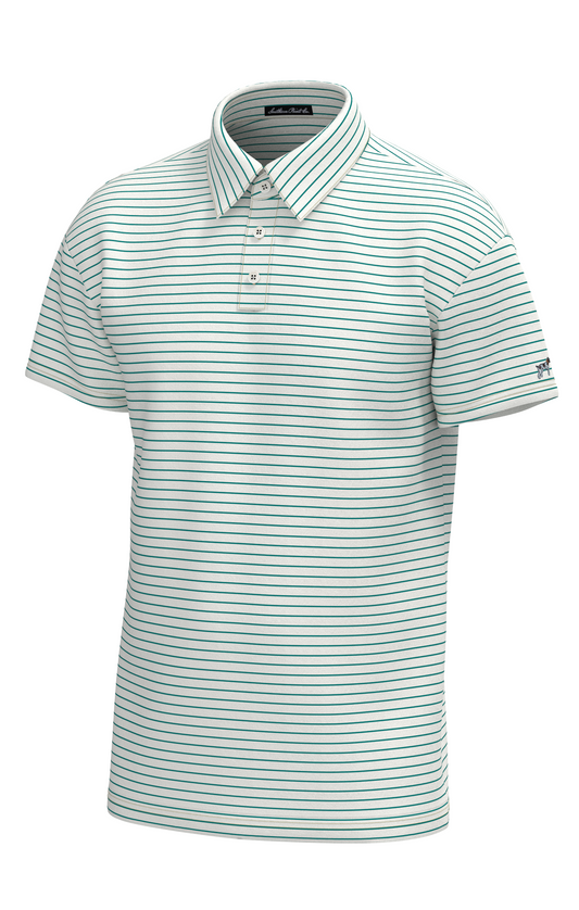 Horizon Stripe Performance Polo - White Blue Wing Teal
