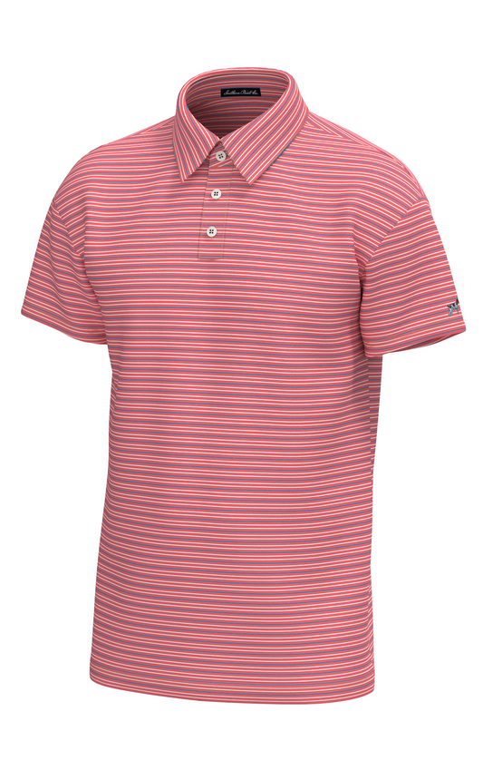 Bayside Stripe Performance Polo - Coral White