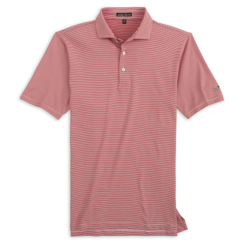 Hinton Stripe Performance Polo - Crimson/White